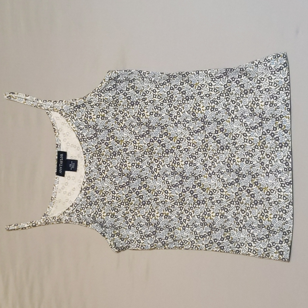 Ann Taylor Blue Floral Cotton Tank Top Size XS
